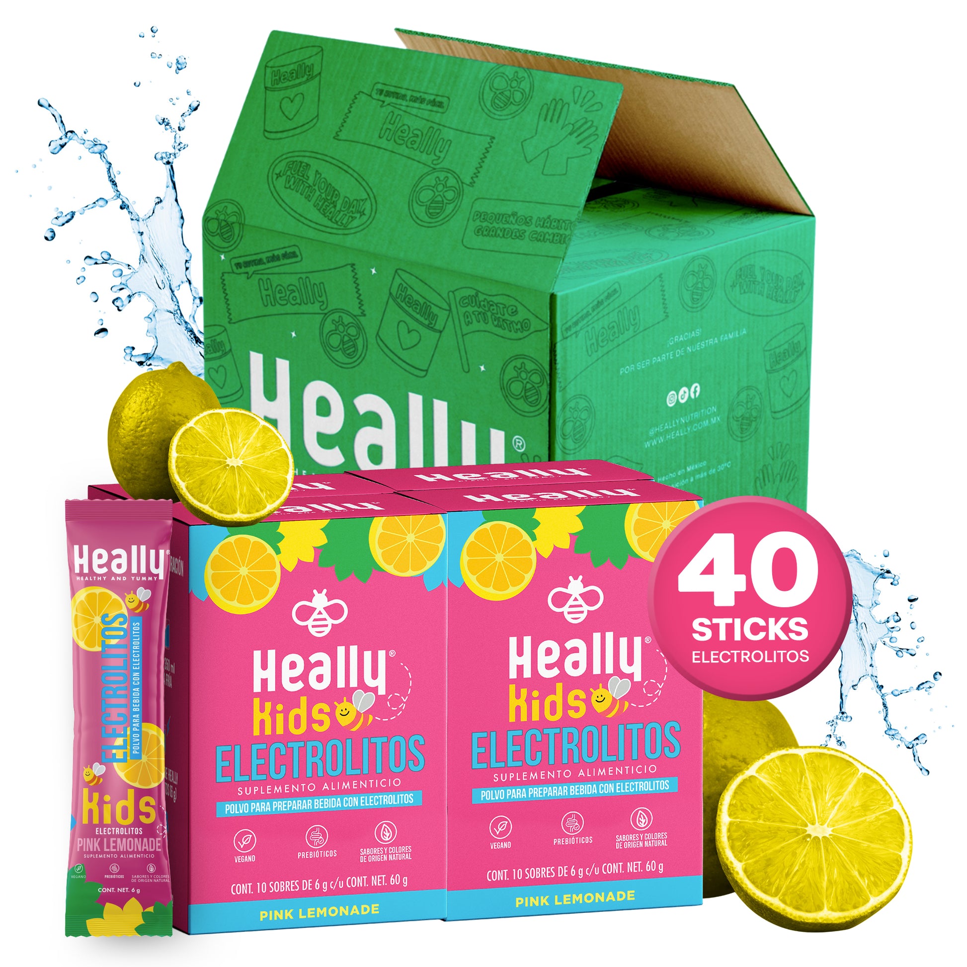 Heally Electrolitos Kids Pink Limonade Pack 4