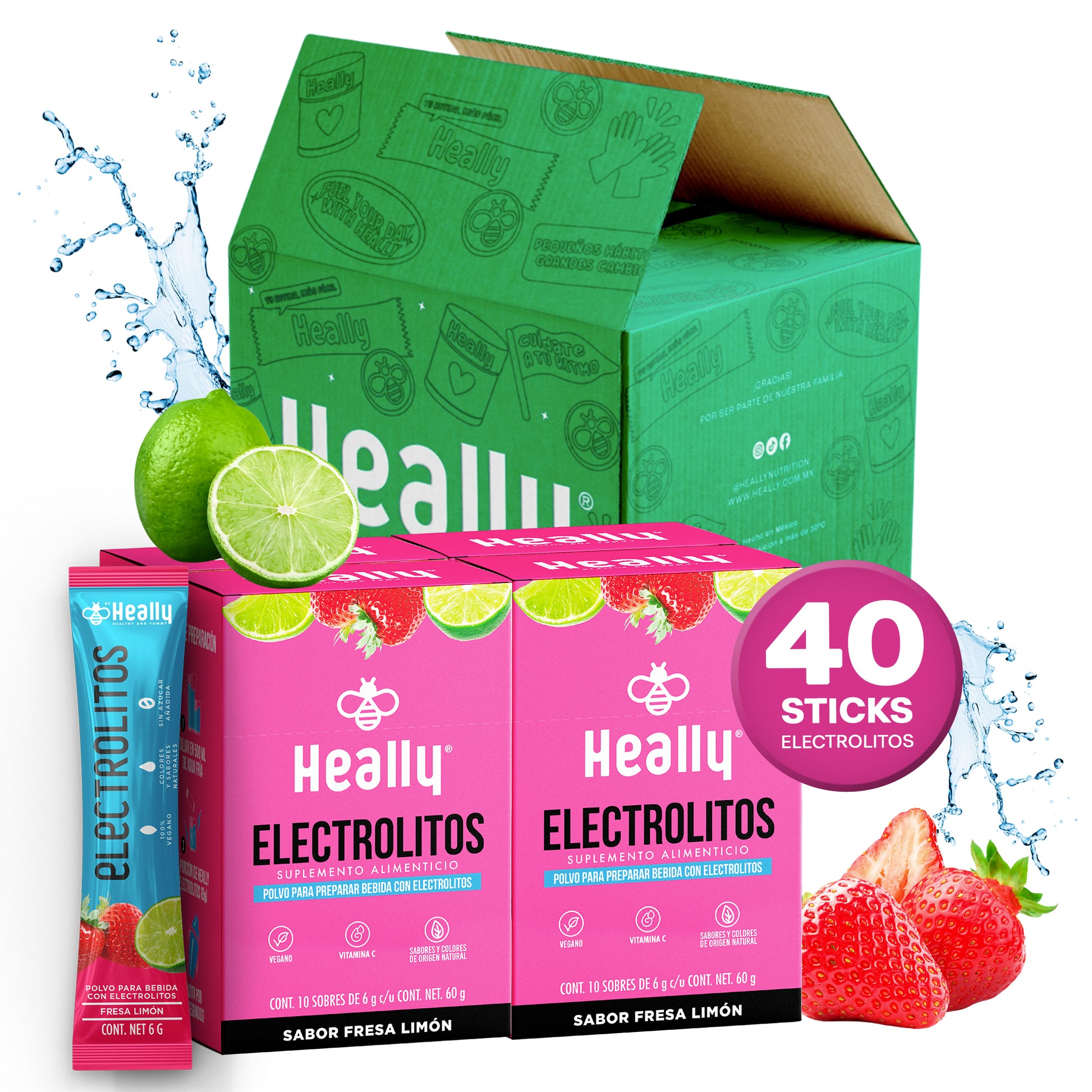 Heally Electrolitos Fresa Limon Pack 4