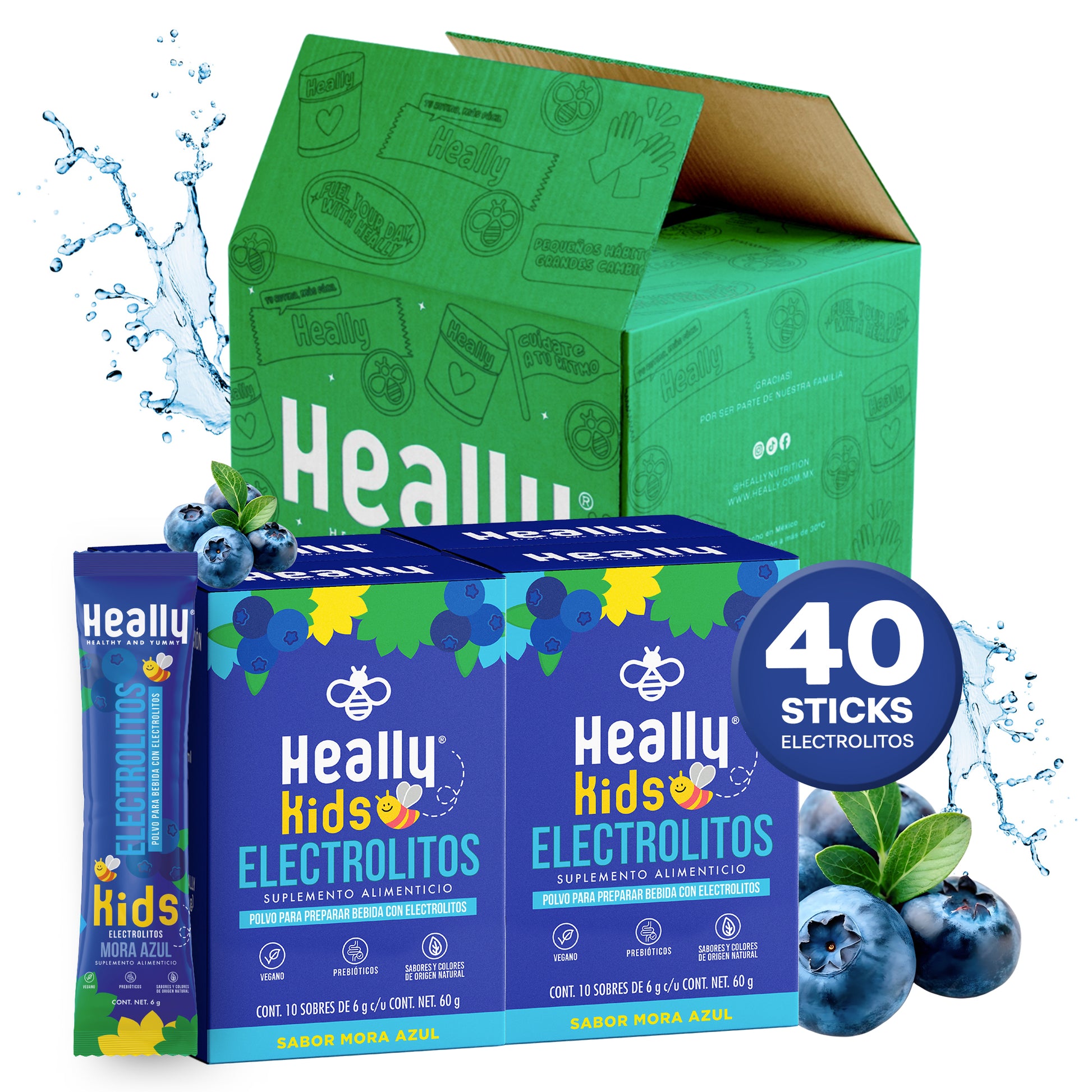 Heally Electrolitos Kids Mora Azul Pack 4