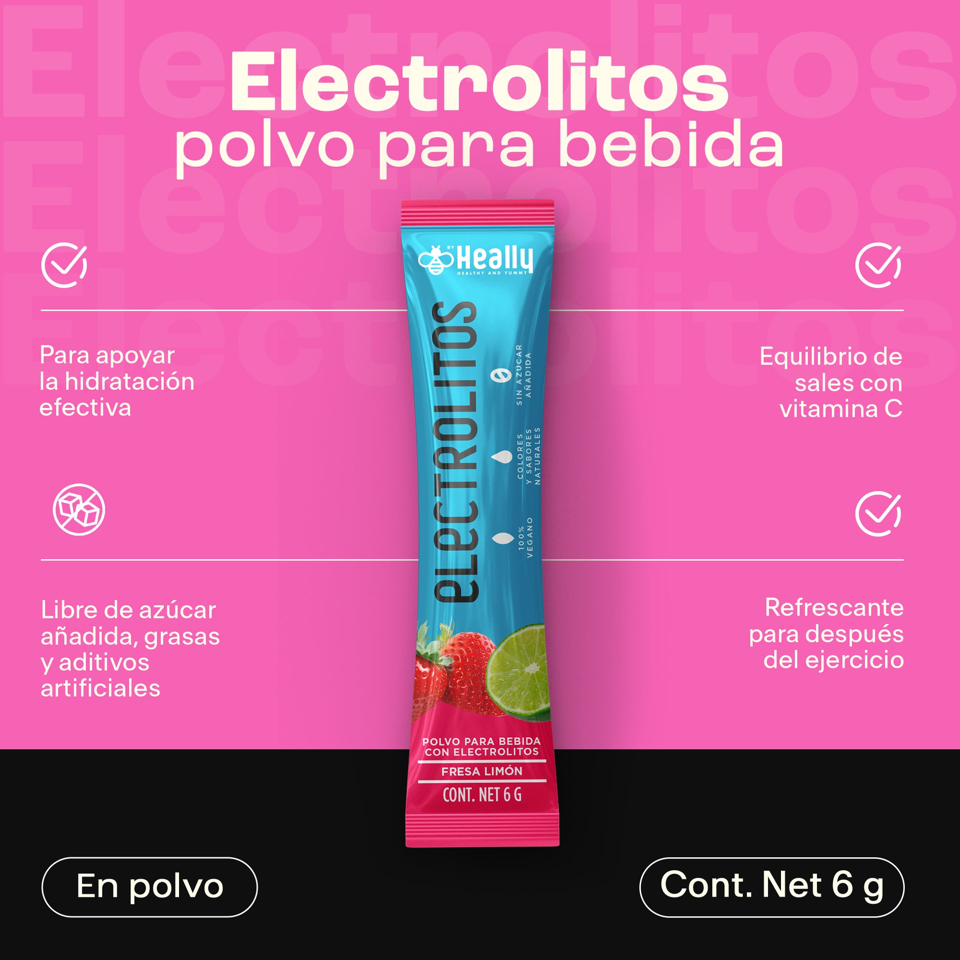 Heally Electrolitos Fresa Limon