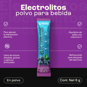 Heally Electrolitos 4 Pack Fresa Limon -  Mora Azul
