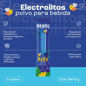 Heally Electrolitos Kids  4 Pack Mora Azul - Pink Limonade - Limon
