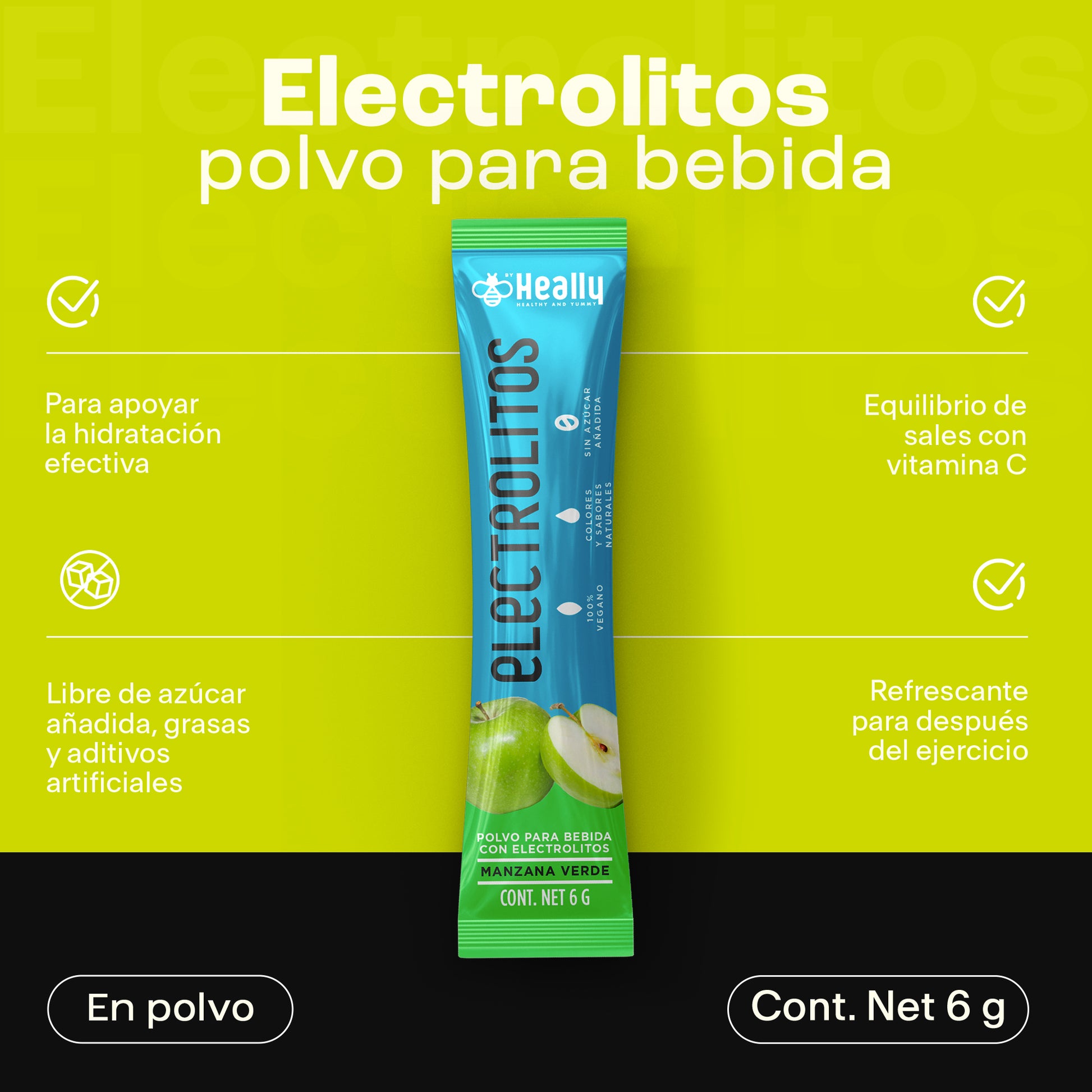 Heally Electrolitos Manzana Verde
