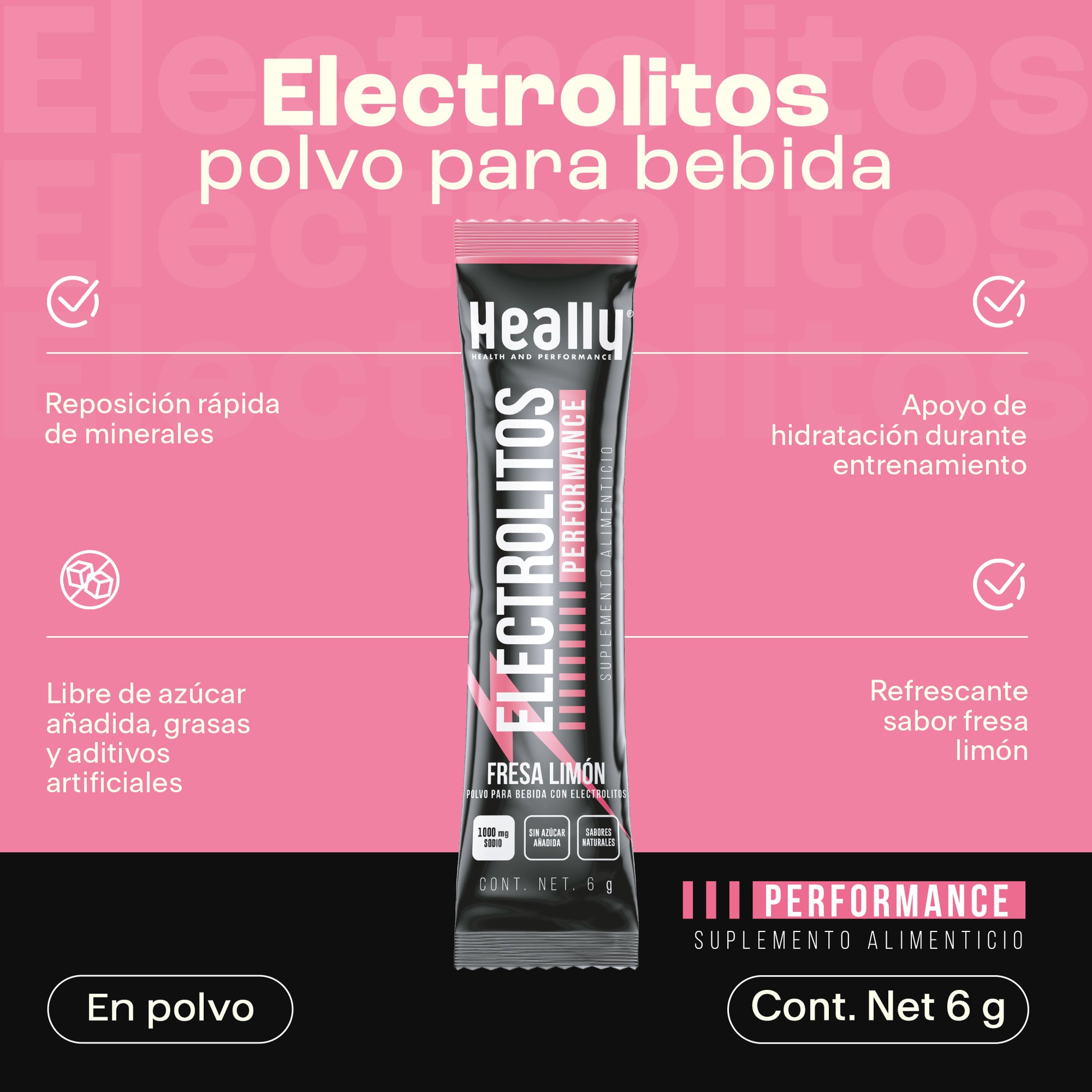 Heally Electrolitos Performance Fresa Limon