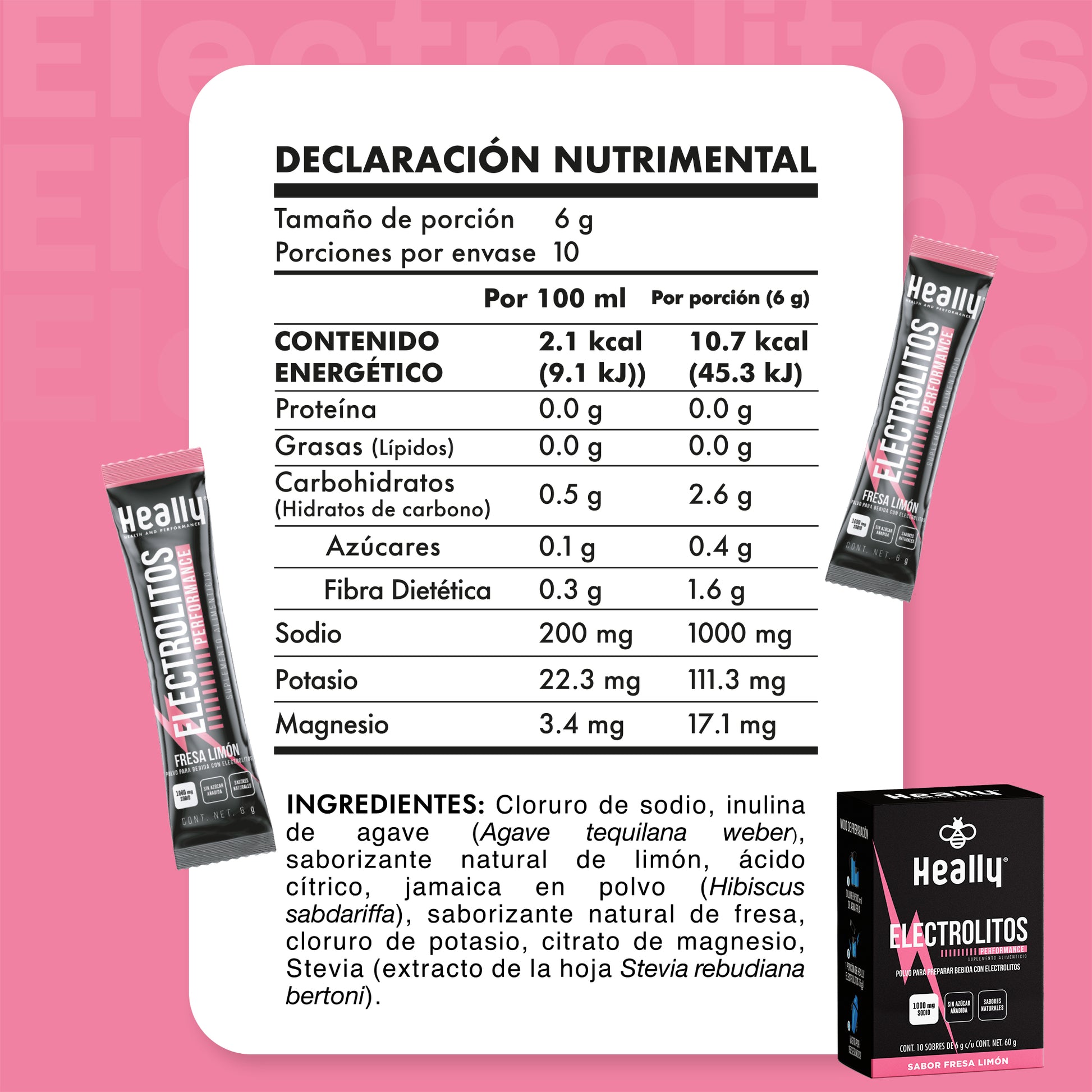 Heally Electrolitos Performance Fresa Limon
