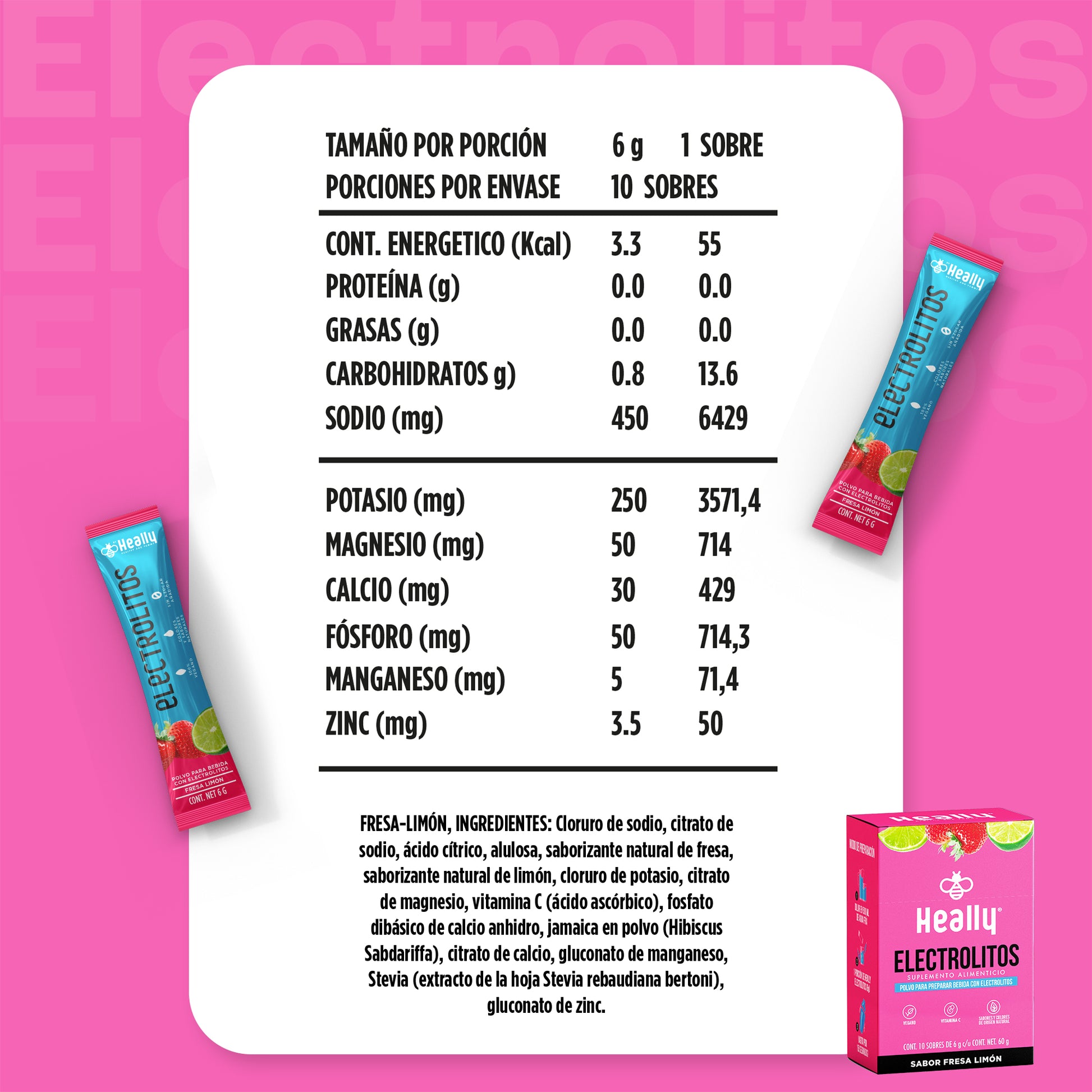 Heally Electrolitos Fresa Limon