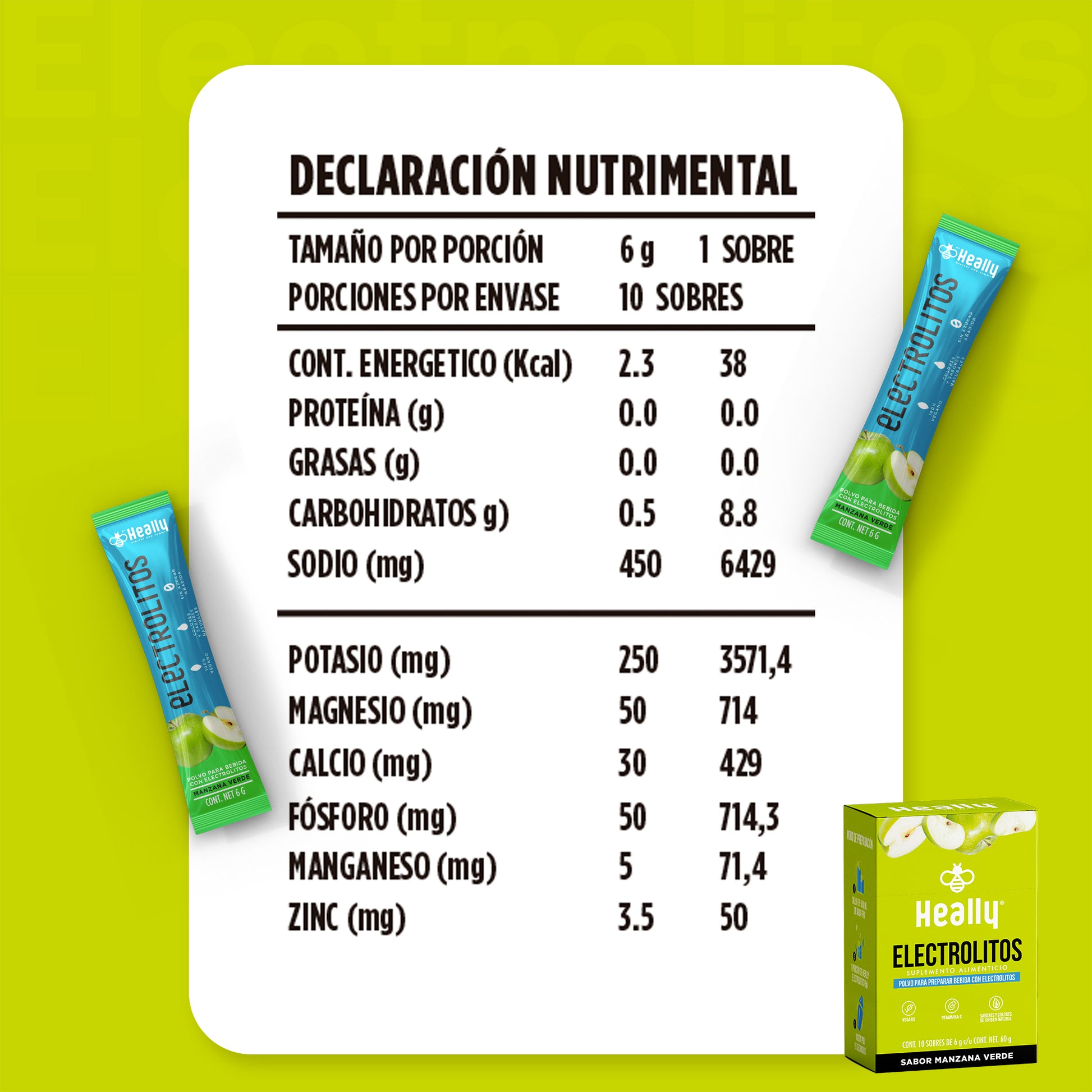 Heally Electrolitos Manzana Verde