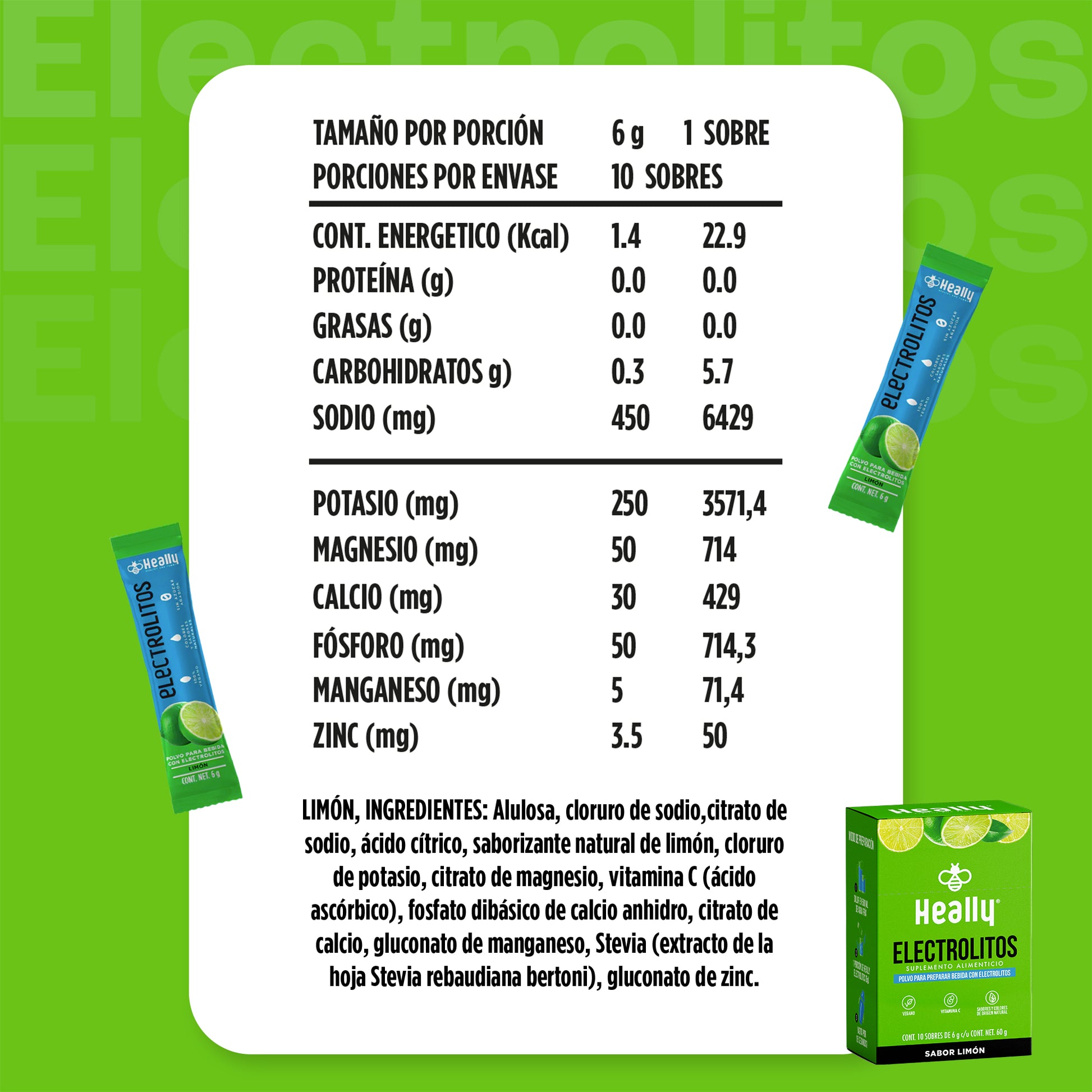 Heally Electrolitos 4 Pack Naranja - Limon