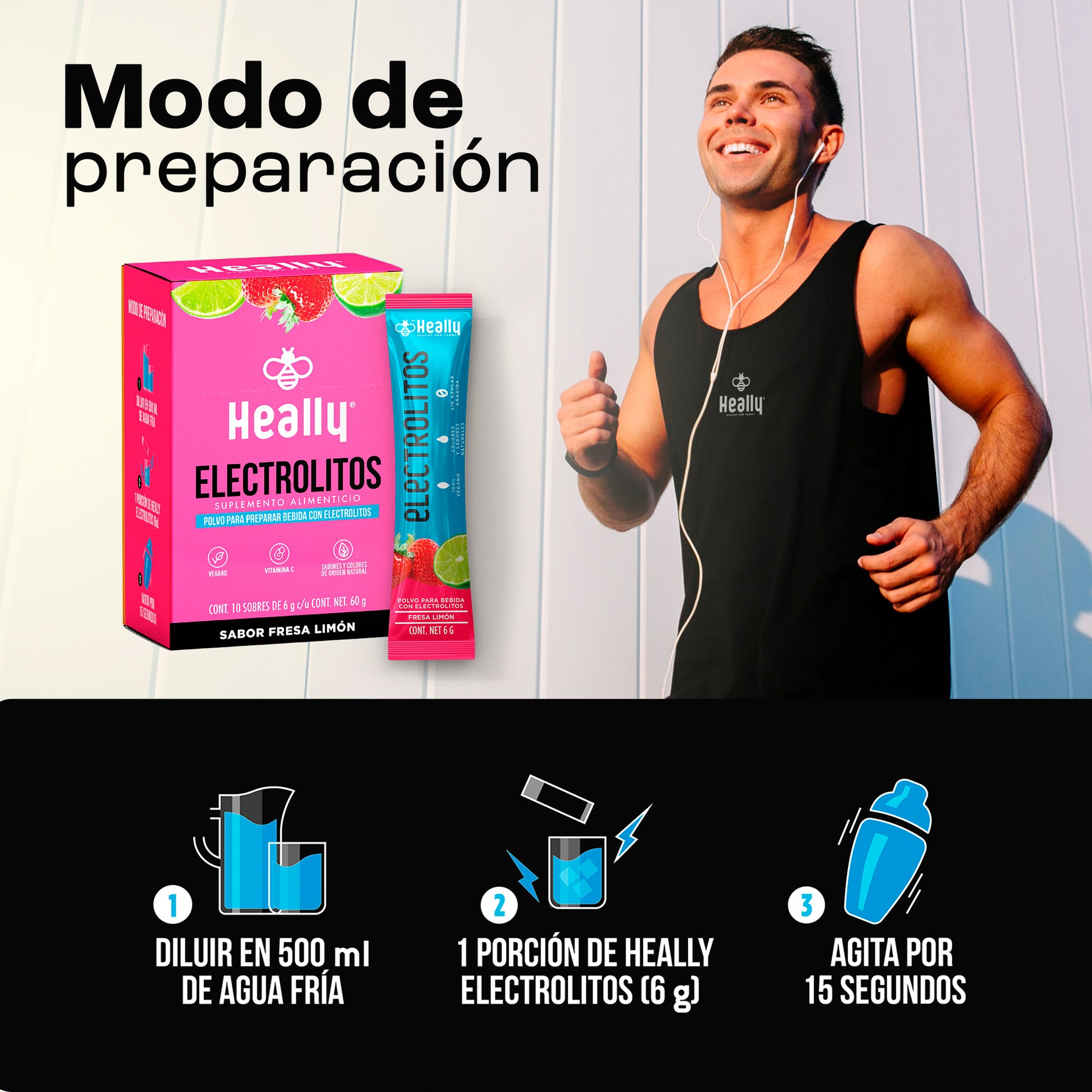 Heally Electrolitos 4 Pack Fresa Limon -  Mora Azul