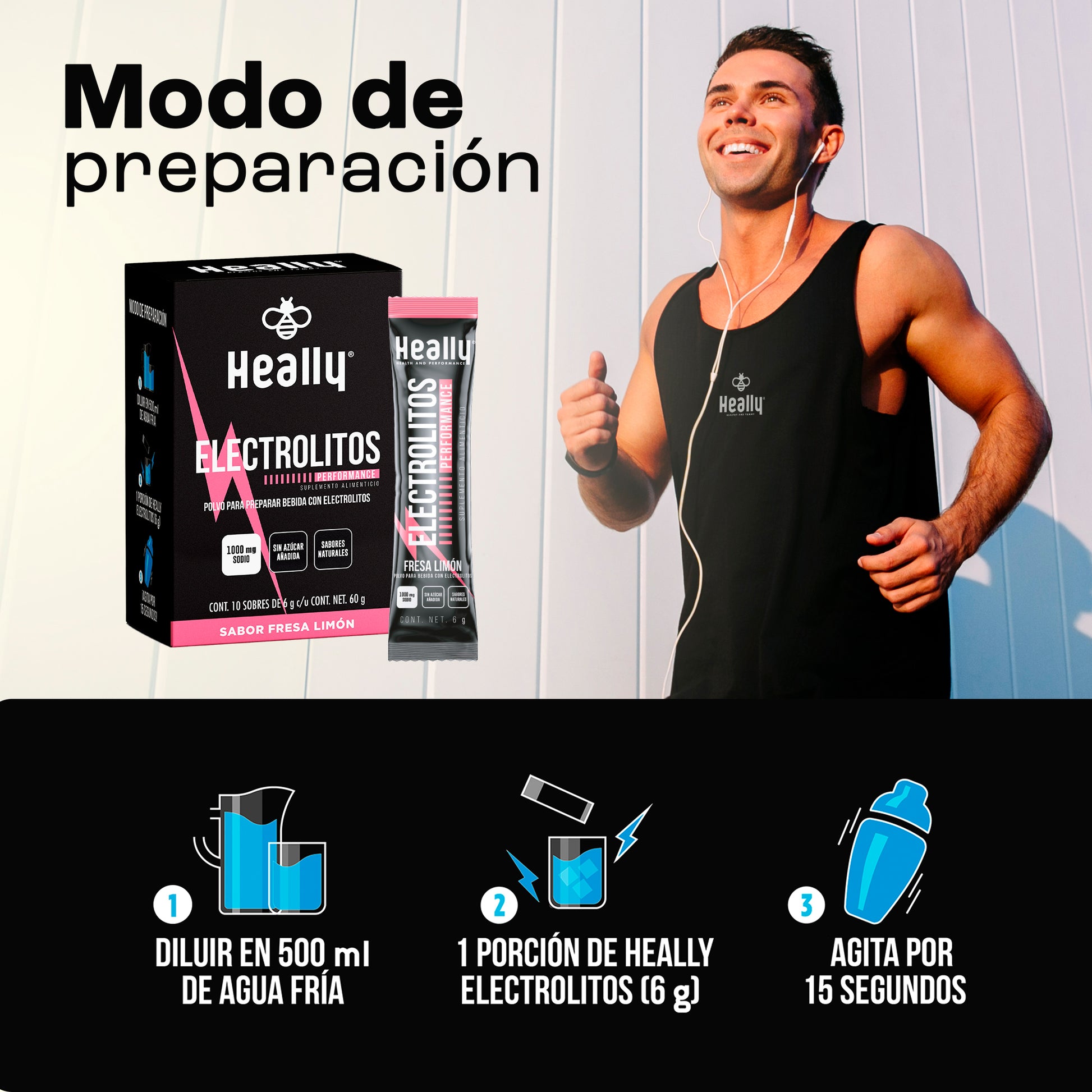 Heally Electrolitos Performance Fresa Limon