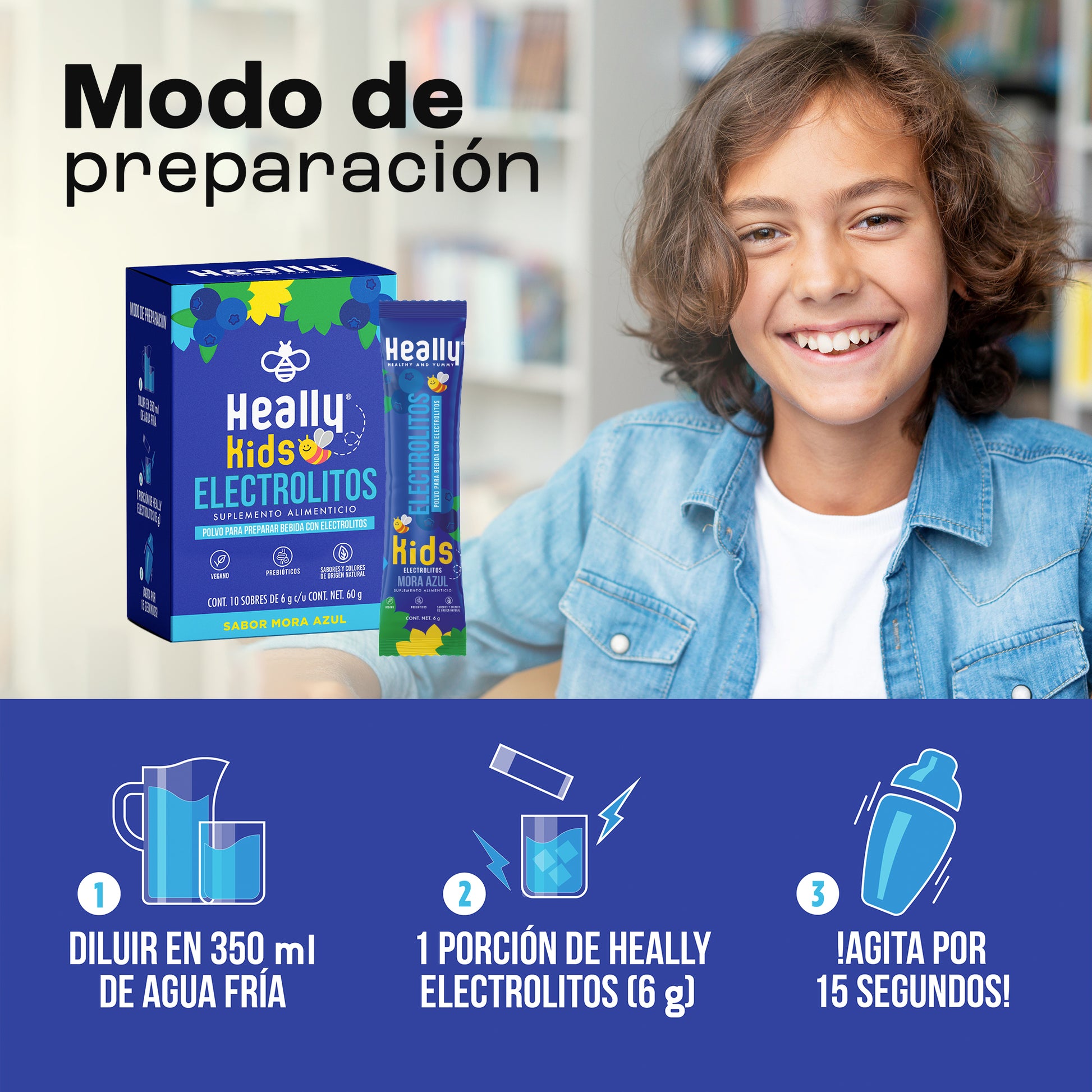 Heally Electrolitos Kids Mora Azul