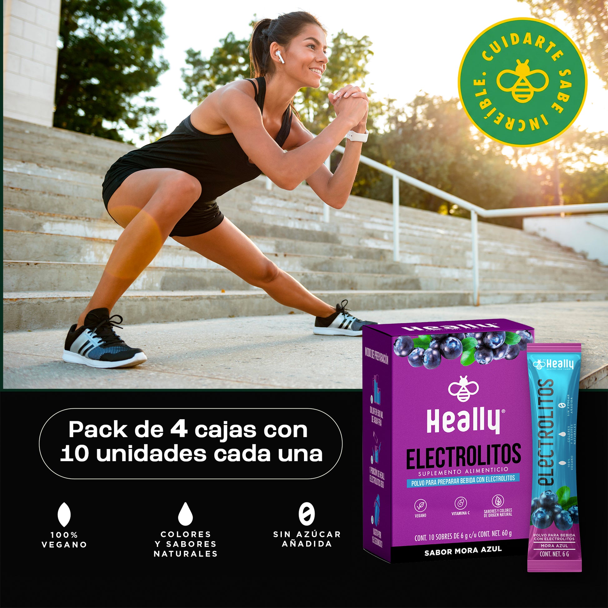 Heally Electrolitos 4 Pack Fresa Limon -  Mora Azul