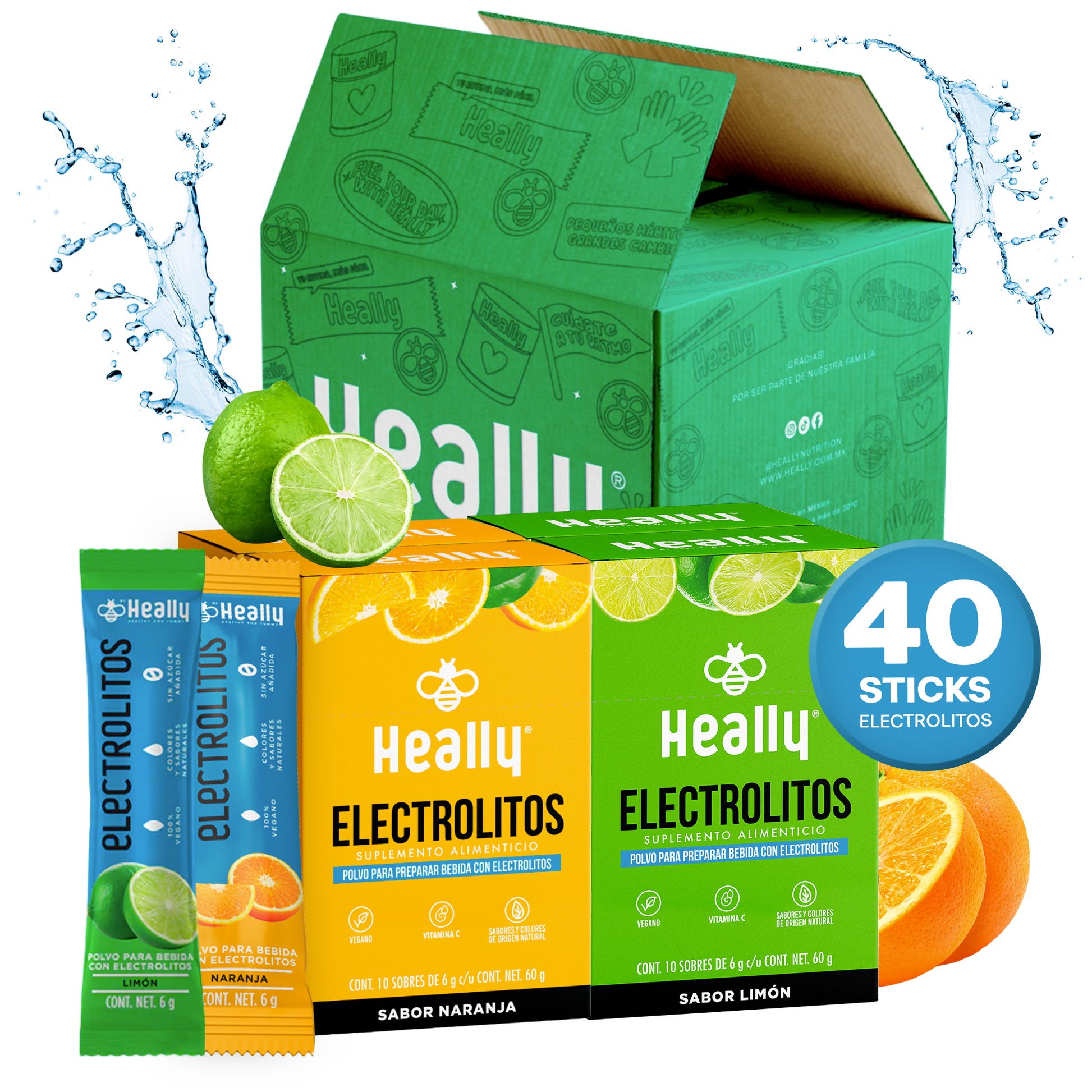 Heally Electrolitos 4 Pack Naranja - Limon